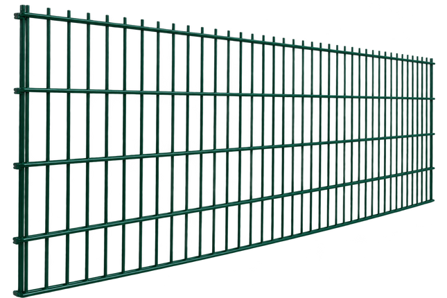 Doppelstabmattenzaun 6/5/6, 830 × 2500 mm, verzinkt und grün beschichtet
